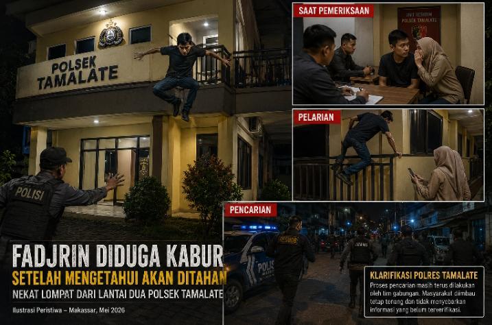 Diduga Akan Ditetapkan Jadi Tersangka,Fajrin Nekat Lompat dari Lantai Dua Polsek Tamalate Melarikan Diri