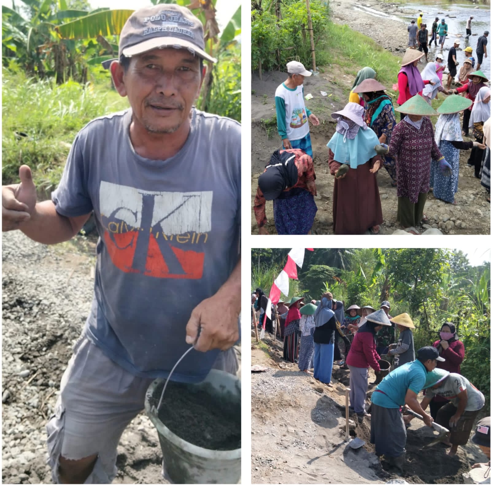 Semangat Tak Kenal Usia, Bapak Saeful Turut Ambil Bagian dalam Pembangunan Jembatan Garuda Kadumanis