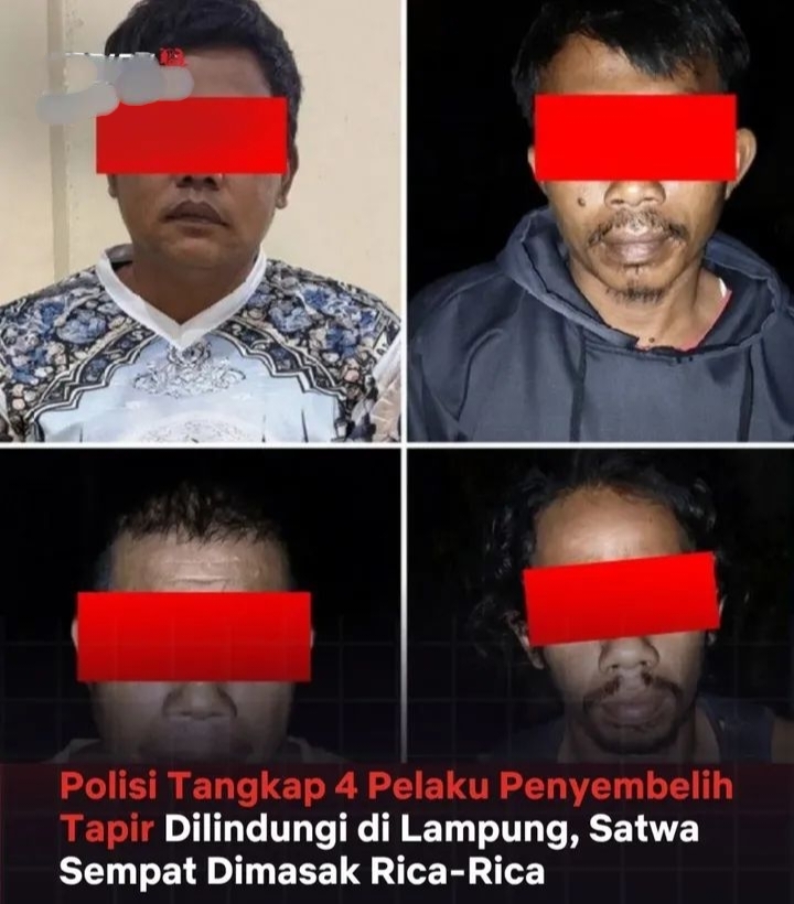 4 Orang Ditangkap Polisi Di Duga Sembelih Seekor Tapitlr