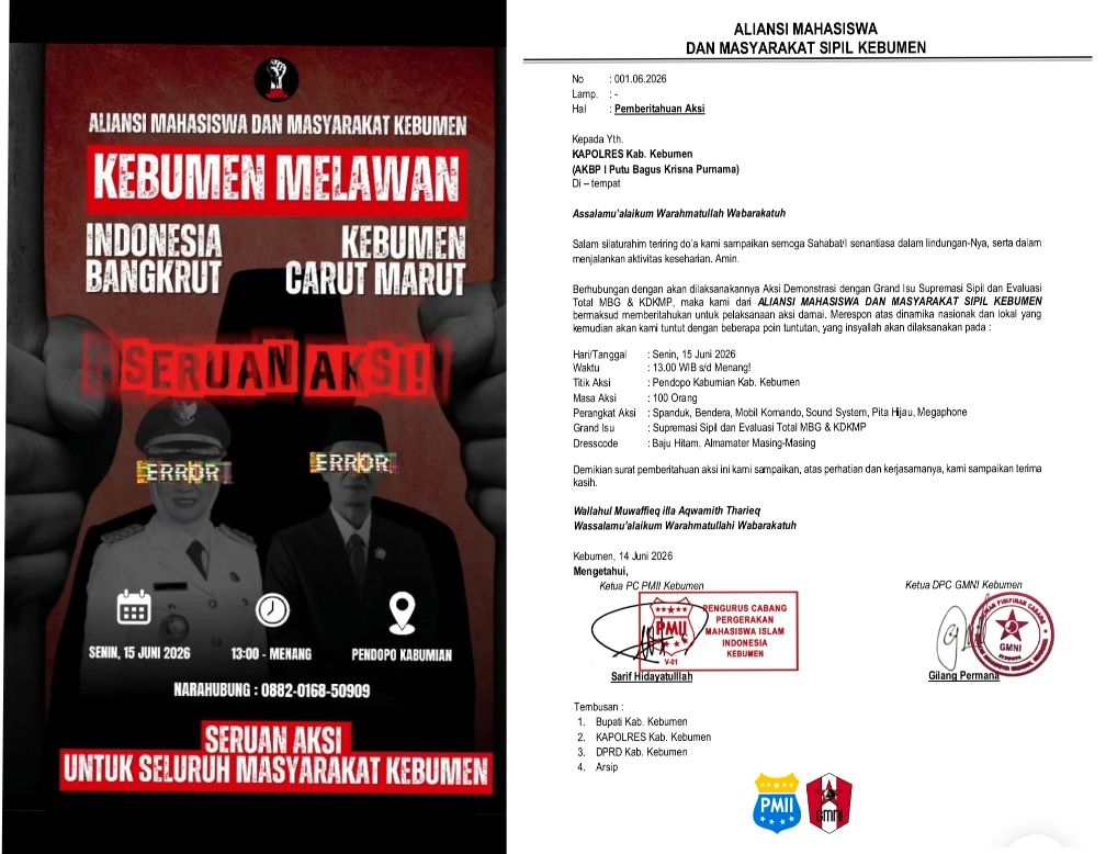Aliansi Mahasiswa dan Masyarakat Sipil Kebumen Gelar Aksi Damai Hari Ini, Tuntut Evaluasi MBG dan KDKMP